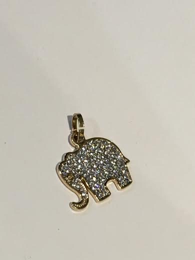 Small Gold Elephant With White Stones Charm