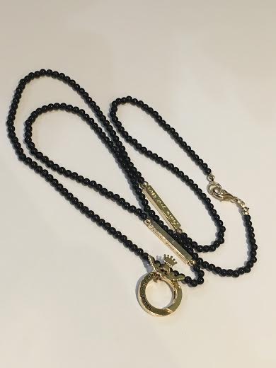 Black Necklace Chain with Gold Bar