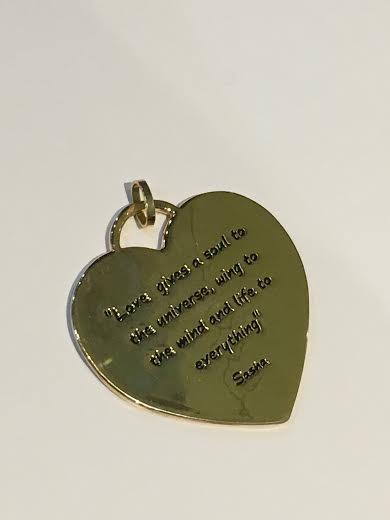 Gold Plain Heart With Writing