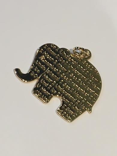 Gold Elephant Plain With Writing Charm