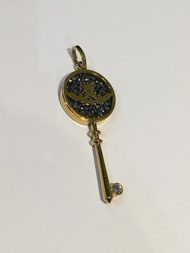 Gold Key With Stones Charm