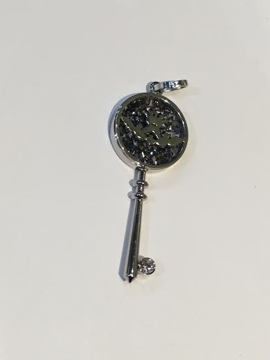 Silver Key With Stones Charm